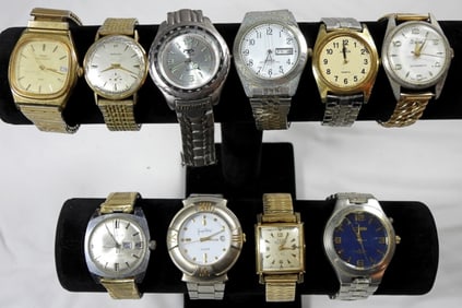10 MENS BROKEN/UP FOR REPAIR WATCHES
