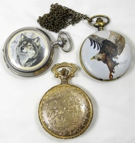 3 VARIETY QUARTZ POCKET WATCHES