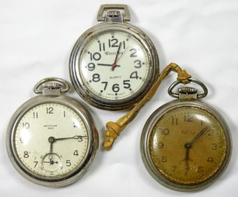 3 VARIETY QUARTZ POCKET WATCHES