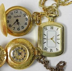 3 QUARTZ VINTAGE POCKET WATCHES