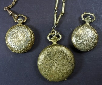 3 QUARTZ VINTAGE POCKET WATCHES