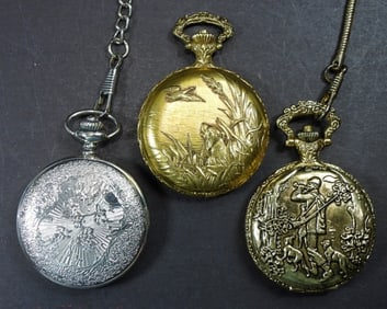 3 QUARTZ VINTAGE POCKET WATCHES