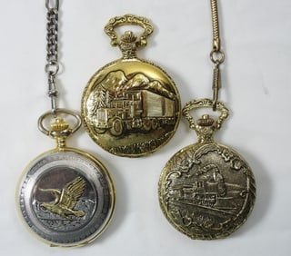 3 QUARTZ VINTAGE POCKET WATCHES