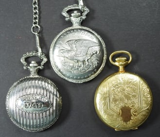 3 QUARTZ VINTAGE POCKET WATCHES