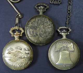 3 QUARTZ VINTAGE POCKET WATCHES
