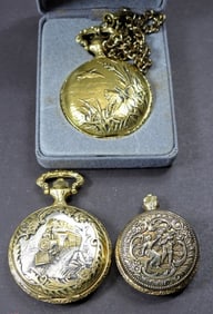 3 QUARTZ VINTAGE POCKET WATCHES