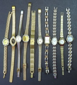 10 WOMANS GOLD/SILVER TONE WATCHES