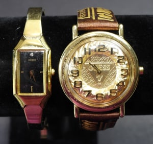 2 GOLD TONE "GUESS" WATCHES