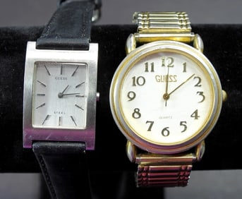 2 GOLD TONE "GUESS" WATCHES