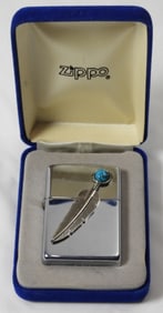 1996 SEALED INDIAN FEATHER TURQUOISE ZIPPO