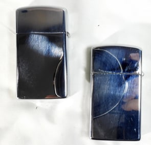 2 VINTAGE SLIM ZIPPO LIGHTERS