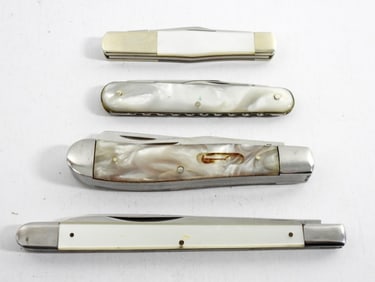 (4) PEARL HANDLE POCKET KNIFE LOT