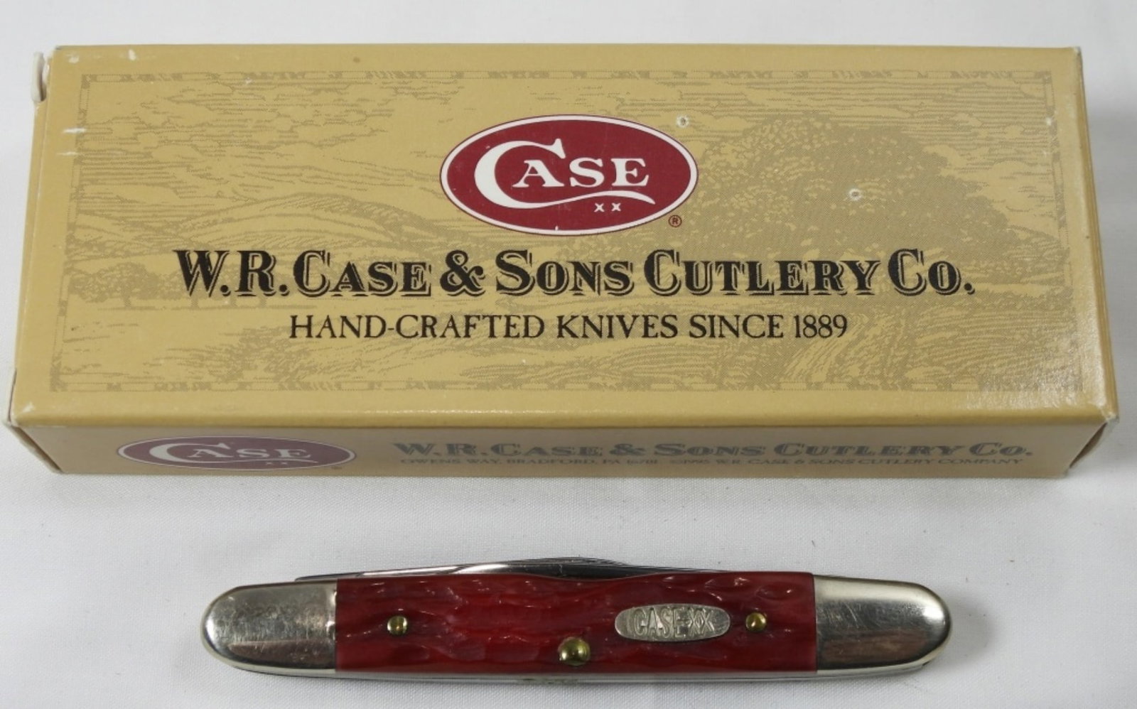 Case XX Red Bone Eisenhower Knife: multi blade Case XX 1998 red bone Eisenhower pocket knife in original , 1998