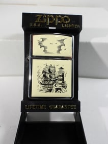 SEALED 1996 SCRIMSHAW SHIP & LIGHTHOUSE ZIPPO