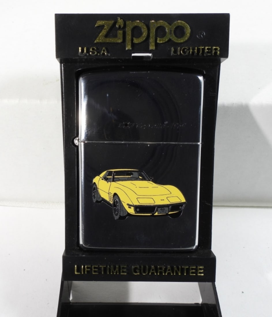 1994 SEALED 1989 YELLOW CORVETTE ZIPPO: IN A ZIPPO BOX, SEALED