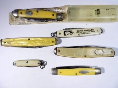 (6) Pearl/Yellow Pockeet Knives