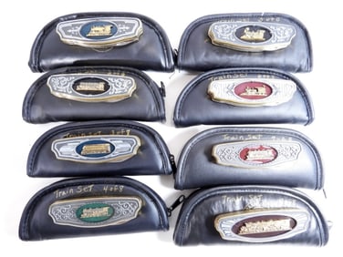 (8) Franklin Mint Train Knives w/ Pourches