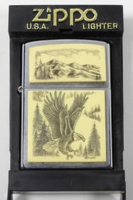 2002 FIRED SCRIMSHAW EAGLE ZIPPO