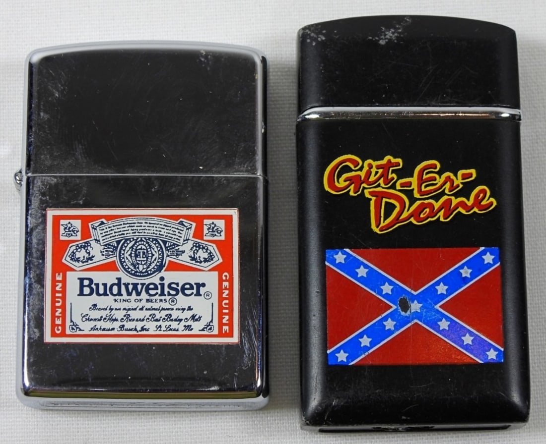 1993 ZIPPO BUDWEISER LIGHTER UNSTRUCK: plus GET-ER-DONE LIGHTER no brand used