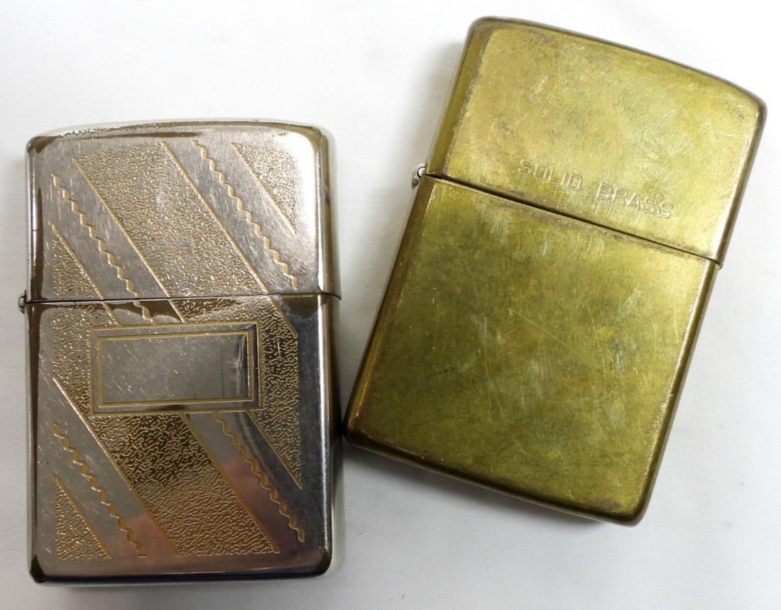 (2) Gold Tone Zippos: 2 unsealed and fired gold tone Zipos