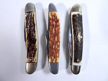 (3) DESIGNED MEDIUM POCKET KNIVES