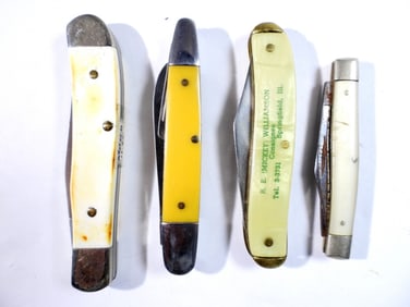 (4) Yellow/Pearl Pocket Knives