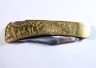 Pakistan Lockback Engraved Knife