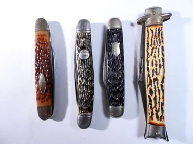 (4) MEDIUM TEXTURED HANDLE POCKET KNIFE