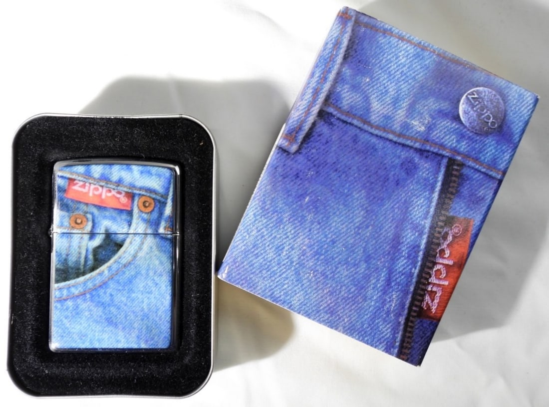 SEALED 1996 DENIM POCKET ZIPPO: SEALED 1996 DENIM POCKET ZIPPO, IN ORIGINAL BOX