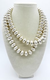 VTG STERLING 36" BEADED NECKLACE