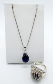 DIAMOND SAPPHIRE 925 18K RING