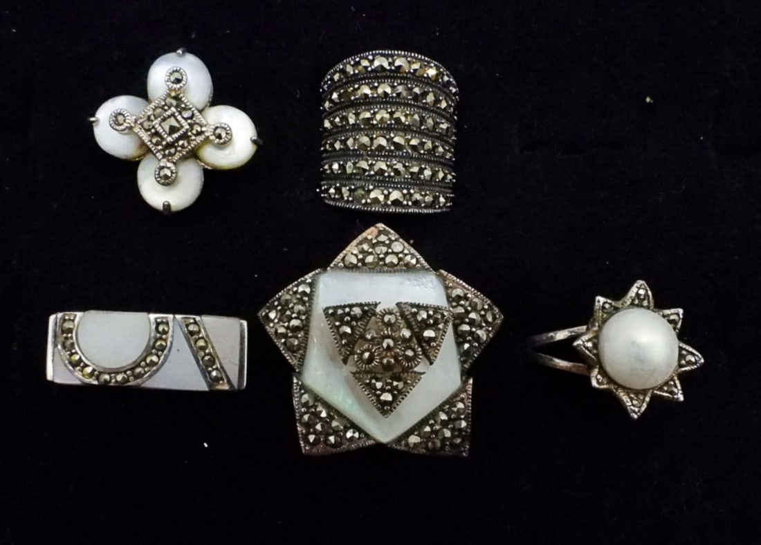 MARCASITE & MOTHER OF PEARL 925 RINGS (1 of 2)