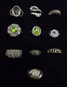 (10) STERLING GEMSTONE RINGS