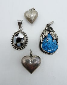 (4) 925 VTG PENDANTS. TURQUOISE - MOP