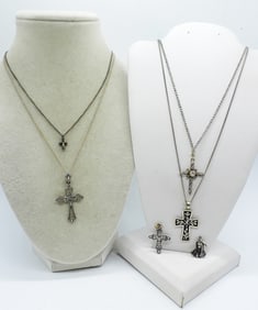 VTG STERLING CROSS PENDANTS & MORE
