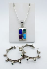 VTG INLAID GEMSTONE 925 SET