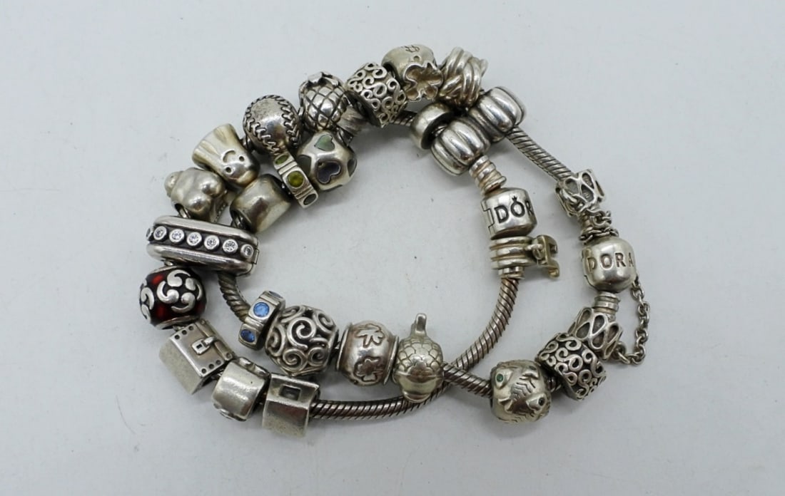 (2)PANDORA BRACELETS WITH CHARMS 925 (1 of 3)