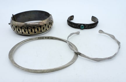 4 VINTAGE STERLING BRACELETS