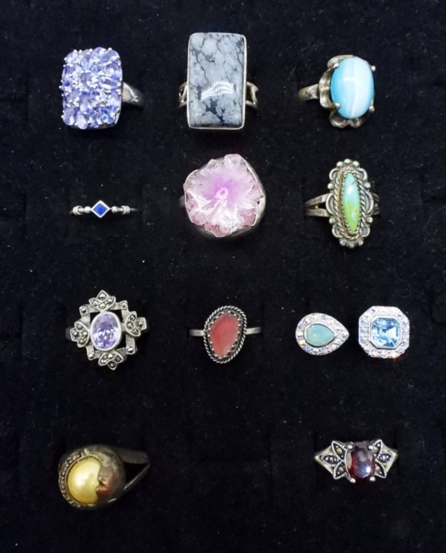 (11) STERLING GEMSTONE RINGS (1 of 4)