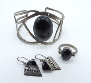 VINTAGE BLACK ONYX 925 SET