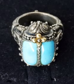 BIXBY STERLING 18KG SCARAB RING