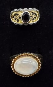 (2) STERLING 18KG VINTAGE GEMSTONE RINGS