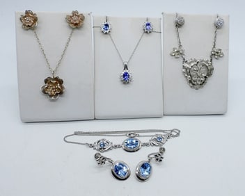 (4) 925 NECKLACE / EARRINGS SETS