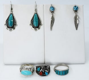 STERLING TURQUOISE RINGS & EARRINGS
