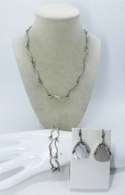 PEARL, MOP STERLING NECKLACE SET