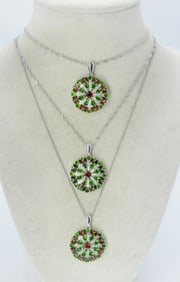 (3) IDENTICAL GARNET PENDANTS