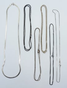 (6) STERLING CHAINS, 18-30 INCHES