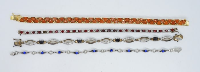 (4) STERLING GEMSTONE BRACELETS