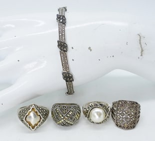 STERLING MARCASITE RINGS & BRACELET