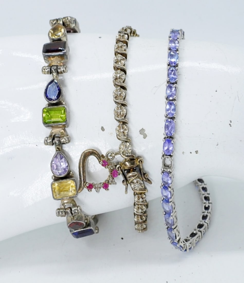 (3) 925 PRETTY GEMSTONE BRACELETS (1 of 1)